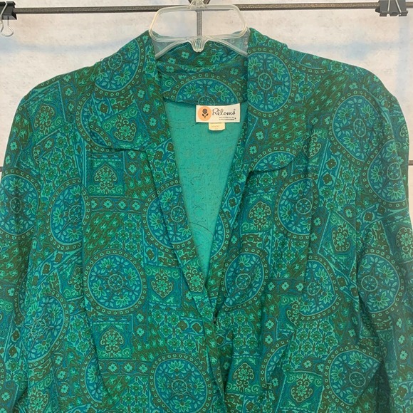 RELOMS Vintage Mandala Paisley Button Down Dress Green Women's Size 20 - Picture 9 of 12
